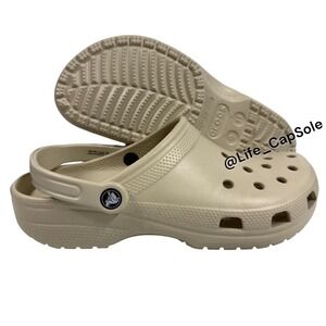 Size 9m/11wns Crocs Classic Clog "BONE" Cream Tan Slip On Comfort Shoe 10001-2Y2